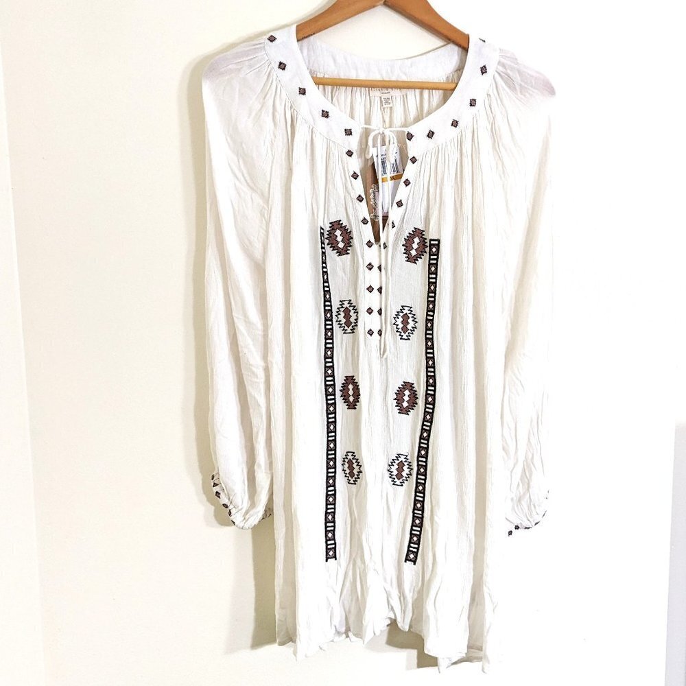 Flint & Moss 100% Rayon Embroidered Tunic Blouse Size 3X